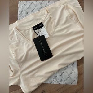 Rena Lange silk tshirt cream small NWT
